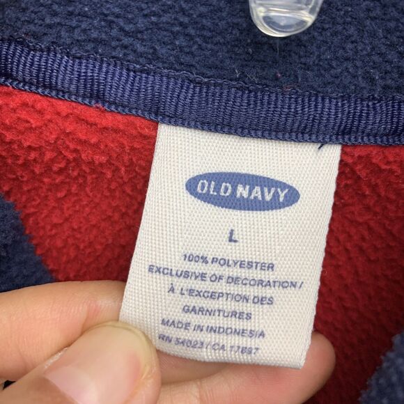Old Navy Men's Fleece Sweater Sz Large Red Embroidered Logo Quarter Zip Pullover - Picture 9 of 13